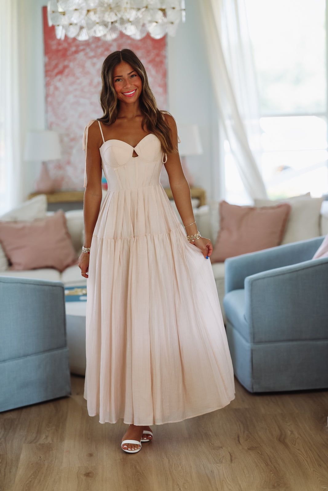 Rosé All Season Maxi Dress - Blush Pink-HAZEL & OLIVE MD5712-Small-