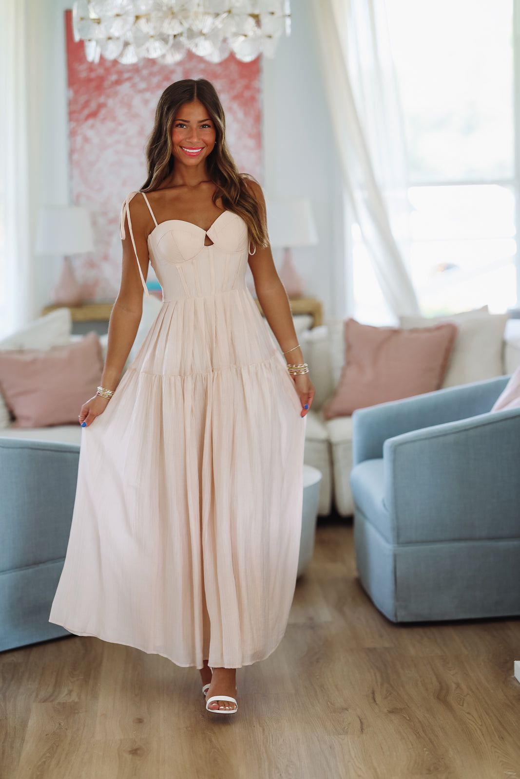 Rosé All Season Maxi Dress - Blush Pink-HAZEL & OLIVE MD5712-Small-
