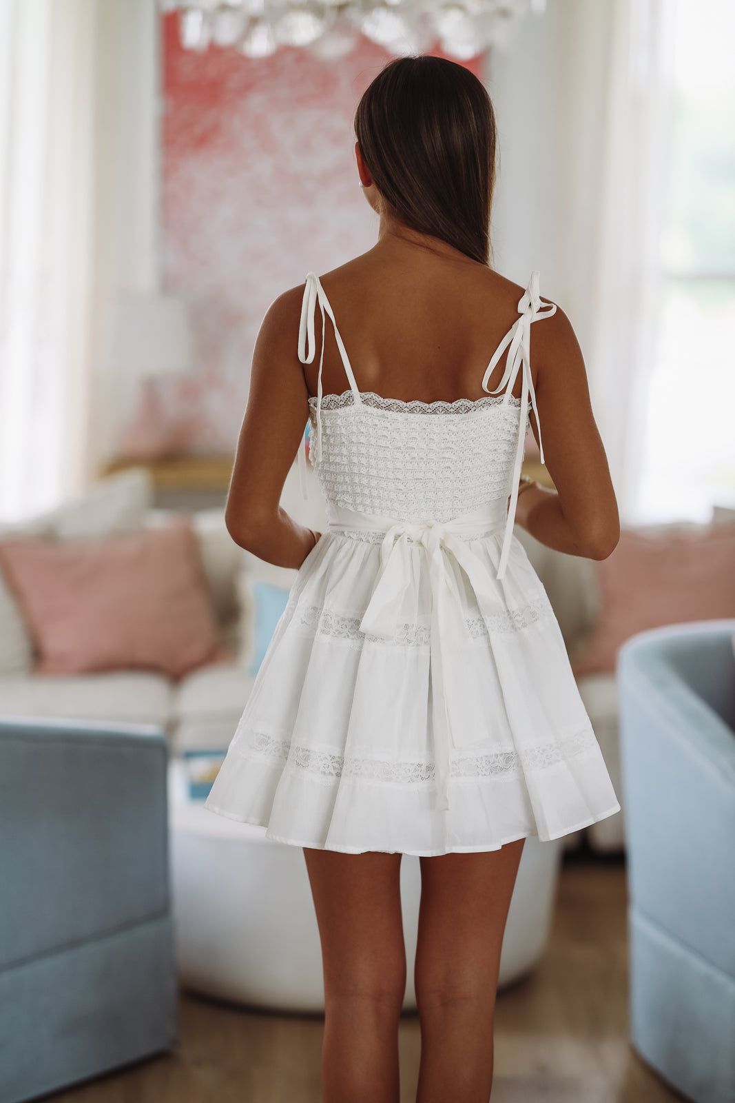 Summer Invite Mini Dress - Off White-HAZEL & OLIVE MD5779-Small-