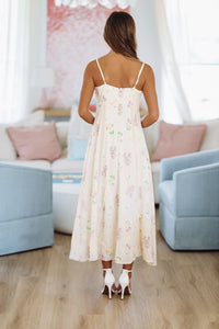 Tidepool Bloom Midi Dress - Cream, Yellow and Green-HAZEL & OLIVE MD5781-Small-