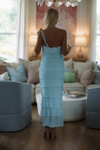 Hazel & Olive MD6568 Hampton Cascade Midi Dress - Light Blue