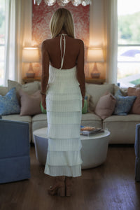 Hazel & Olive MD6568 Hampton Cascade Midi Dress - Off White