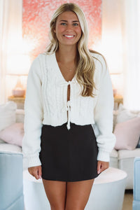 Hazel & Olive MJK6530 Cable Babe Cardigan - Cream