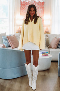 Hazel & Olive MK7129 Lemon Puff Cardigan - Yellow