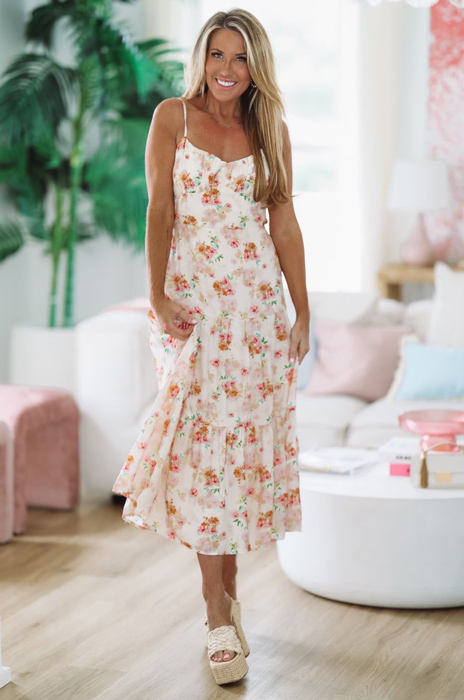More Than Words Maxi Dress - Cream and Pink-HAZEL & OLIVE-Small-