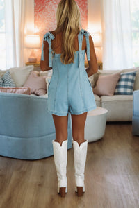 Hazel & Olive MR4316 Pocket Full of Fun Denim Romper - Light Wash