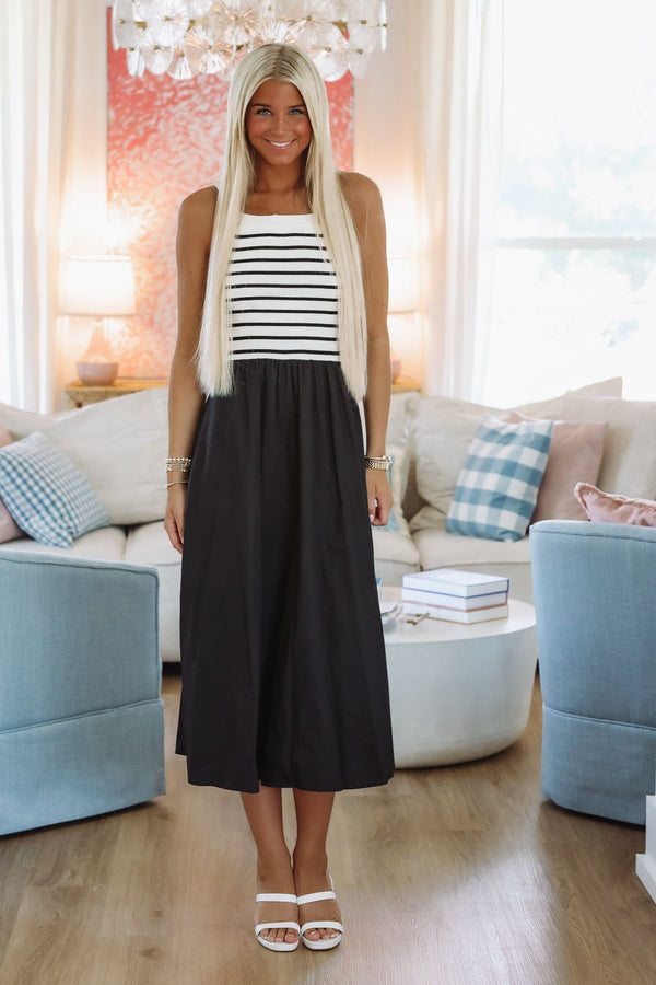 French Beret Maxi Dress - Black-HAZEL & OLIVE MR9220-XSmall-