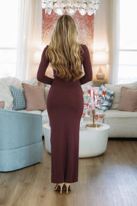 Hazel & Olive MS8182 Duality Top and Maxi Skirt Set - Burgundy