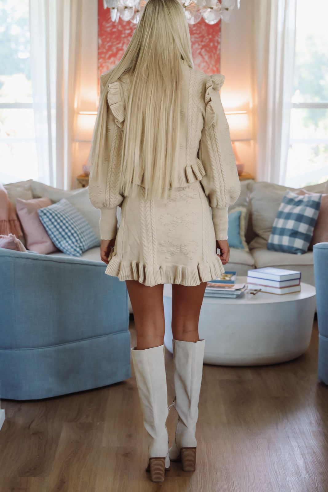 Winter Chill Sweater and Mini Skirt Set - Light Taupe-Hazel & Olive MST8046-Small-