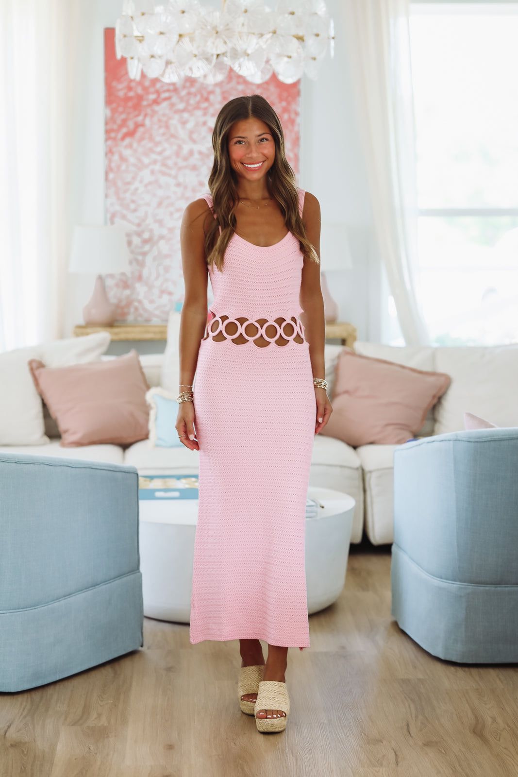 Just For You Midi Dress - Pink-HAZEL & OLIVE MWD6871-XSmall-