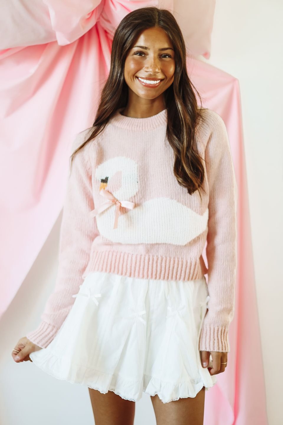 My Swan Song Sweater - Pink-HAZEL & OLIVE PST1492-Small-