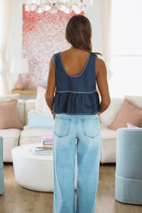 Night Owl Crop Top - Navy-HAZEL & OLIVE-Small-