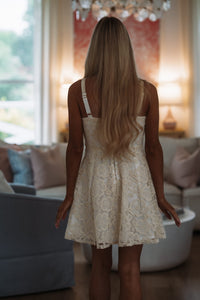 Hazel & Olive NLD0076 Ophelia Lace Mini Dress - White and Cream