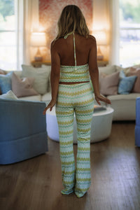 Hazel & Olive NSET1024 Sea Glass Skies Top and Pants Set - Green