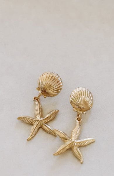 Ocean Shells Earrings - Gold-Hazel & Olive-