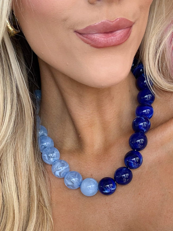 Hazel & Olive Ombre Chunky Beaded Necklace - Blue