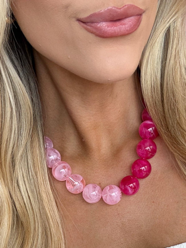 Hazel & Olive Ombre Chunky Beaded Necklace - Pink