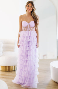 On The VIP List Tiered Maxi Gown - Lavender-HAZEL & OLIVE-XS-