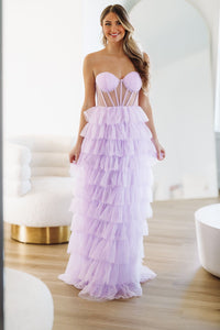 On The VIP List Tiered Maxi Gown - Lavender-HAZEL & OLIVE-XS-