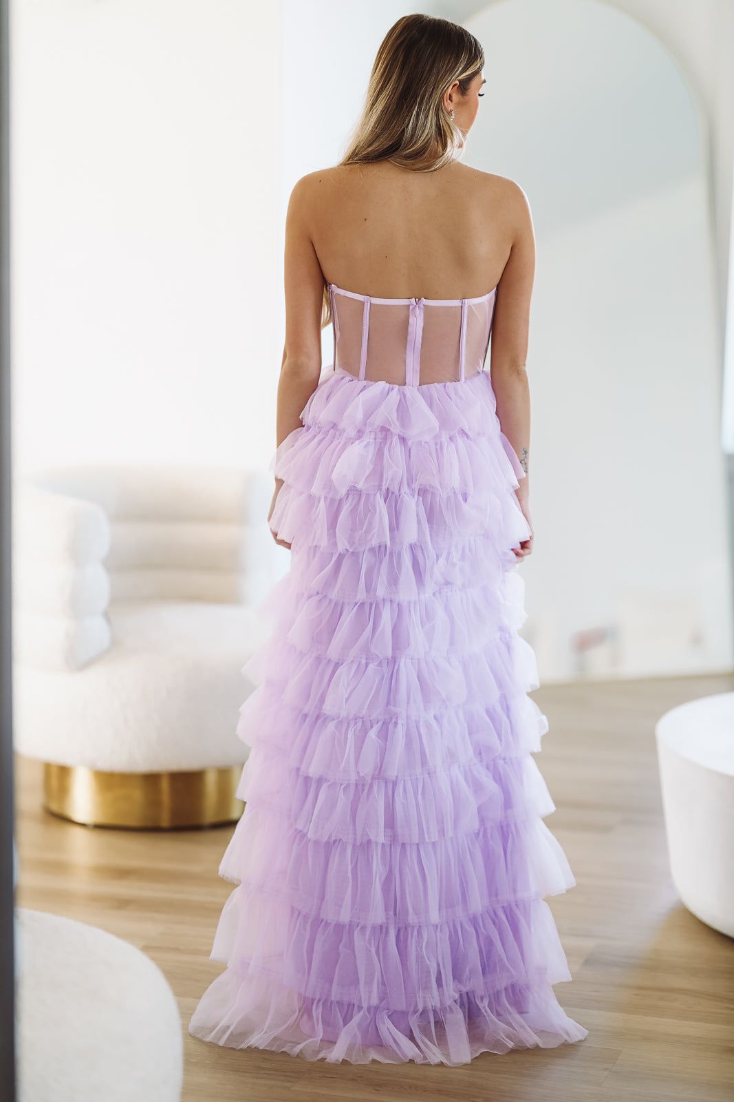 On The VIP List Tiered Maxi Gown - Lavender-HAZEL & OLIVE-XS-