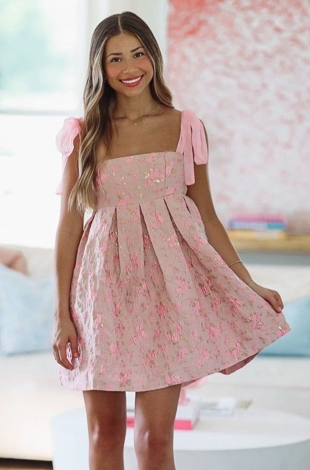 One Step Ahead Floral Mini Dress - Pink-HAZEL & OLIVE-Small-