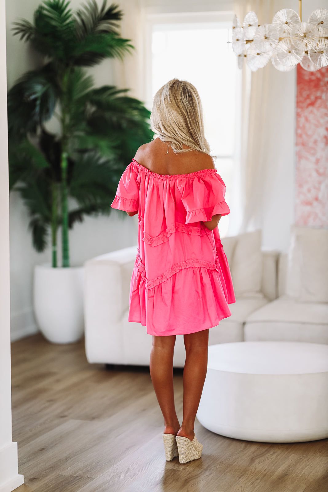 Park Picnic Babydoll Mini Dress - Fuchsia Pink-HAZEL & OLIVE-Small-