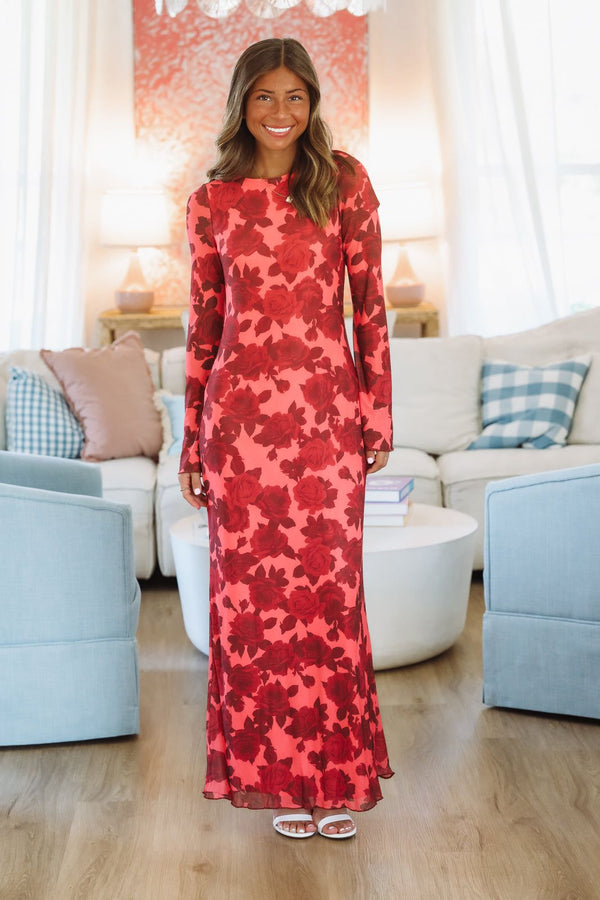 Hazel & Olive PCD310 Blooming Belle Maxi Dress - Red