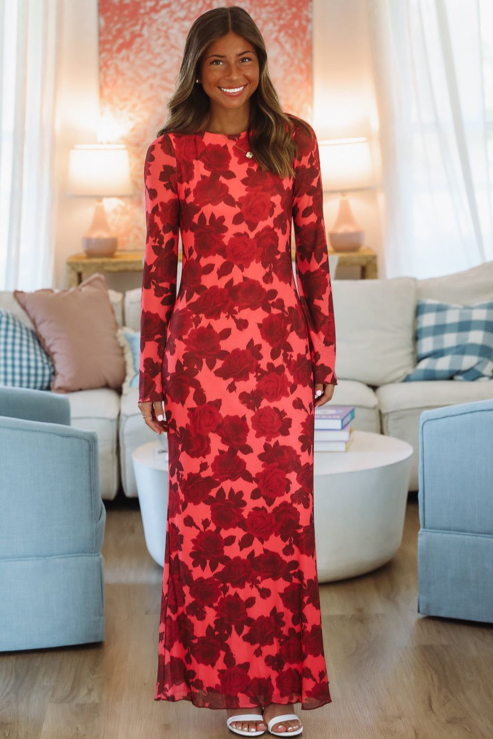 Hazel & Olive PCD310 Blooming Belle Maxi Dress - Red