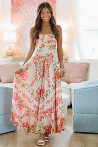 Peach Perfection Maxi Dress - Peach, Pink and Orange-HAZEL & OLIVE 2500/823LDH-Small-