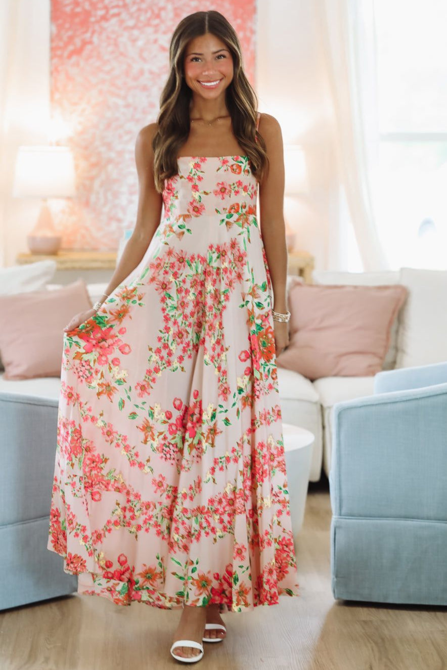 Peach Perfection Maxi Dress - Peach, Pink and Orange-HAZEL & OLIVE 2500/823LDH-Small-