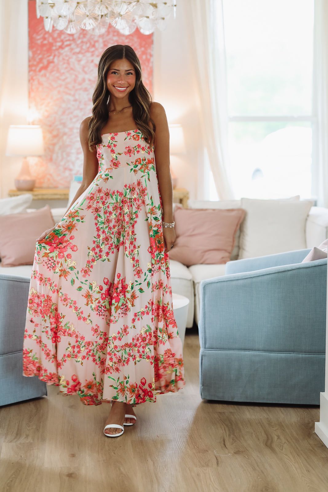 Peach Perfection Maxi Dress - Peach, Pink and Orange-HAZEL & OLIVE 2500/823LDH-Small-