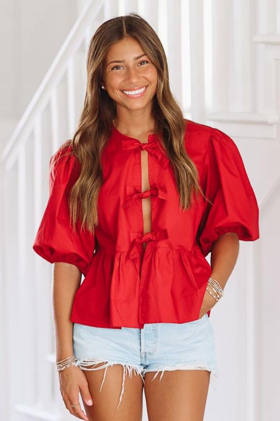 Peek-A-Bow Top - Crimson-HAZEL & OLIVE-Small-