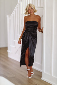 Perfect Date Midi Dress - Black-HAZEL & OLIVE-Small-