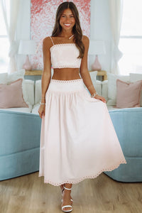 Petal Perfection Crop Top and Midi Skirt Set - Pink-HAZEL & OLIVE MST8179-Small-
