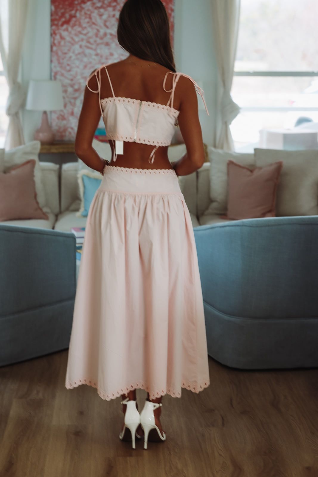 Petal Perfection Crop Top and Midi Skirt Set - Pink-HAZEL & OLIVE MST8179-Small-
