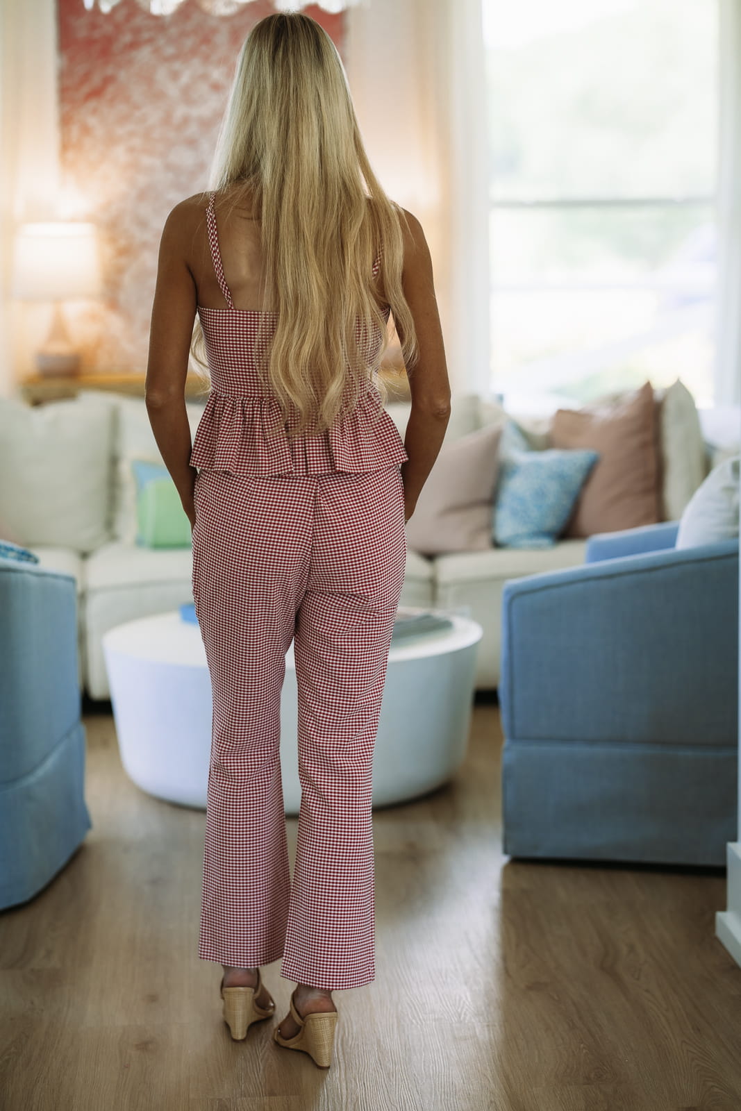 Hazel & Olive PI7209FO Days Go By Pants - Red and White