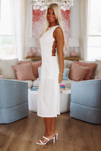 Polished Midi Dress - White-HAZEL & OLIVE MD4069-Small-