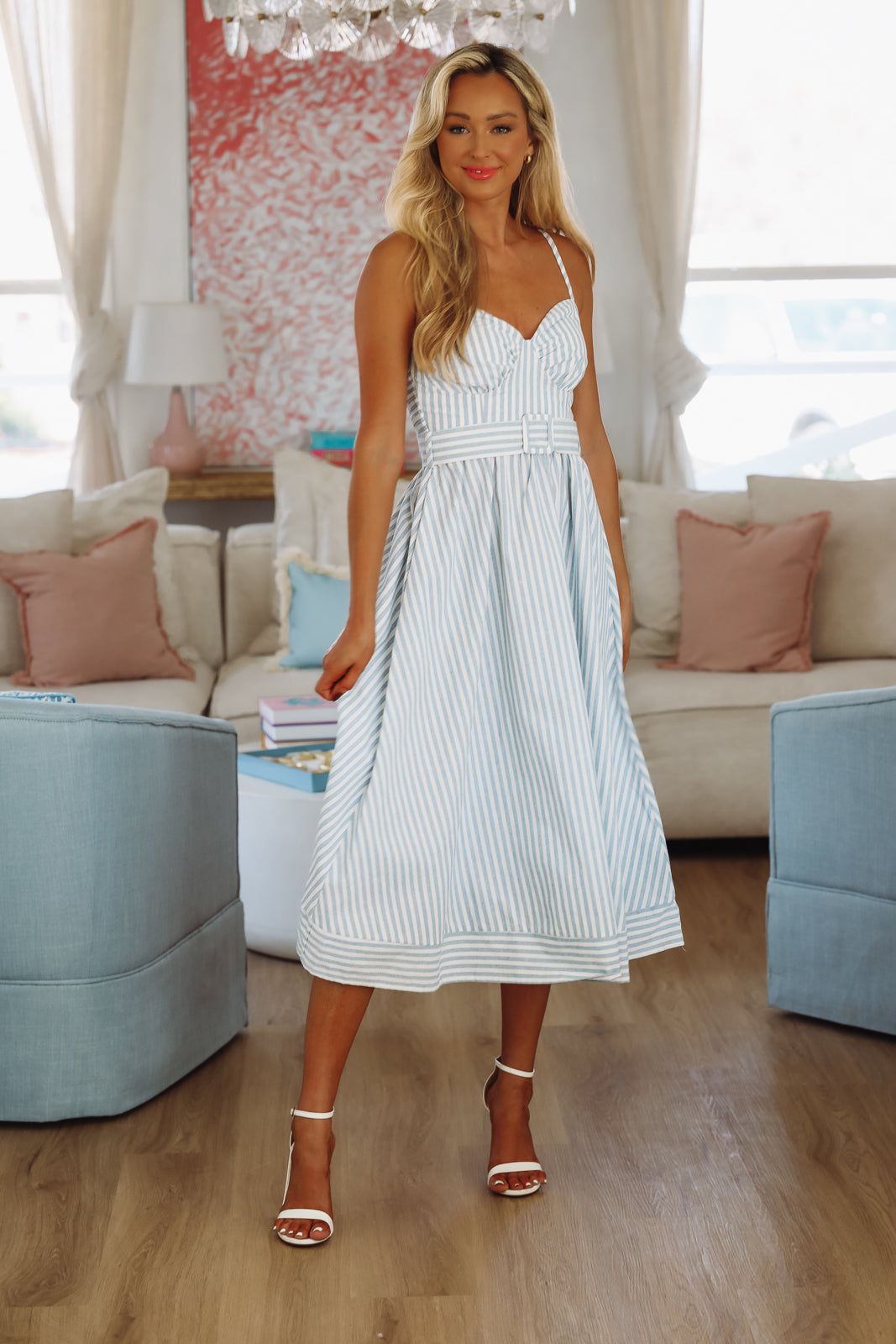 Polo Club Worthy Maxi Dress - Blue and White-HAZEL & OLIVE DA31036H-Small-