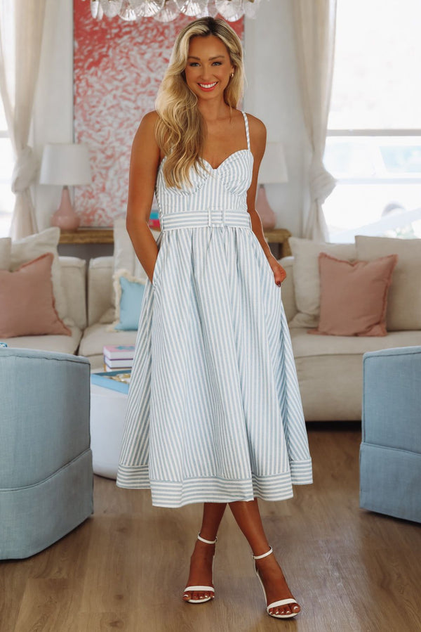 Polo Club Worthy Maxi Dress - Blue and White-HAZEL & OLIVE DA31036H-Small-
