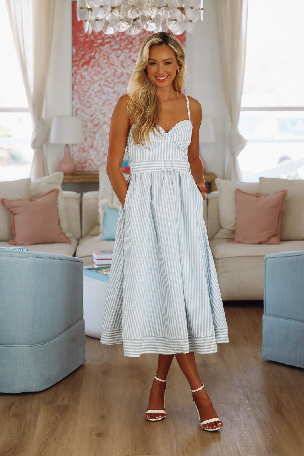 Polo Club Worthy Maxi Dress - Blue and White-HAZEL & OLIVE DA31036H-Small-