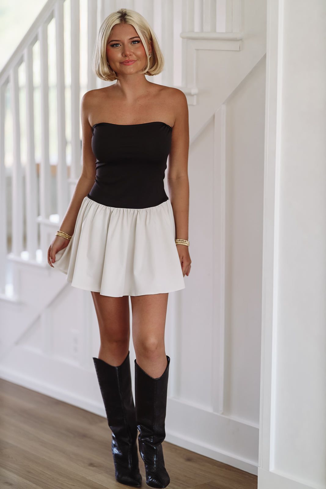 Professional Weekend Mini Dress - Black and Cream-HAZEL & OLIVE-Small-