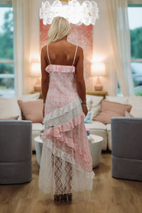 Lace Ever so Fancy Maxi Dress Gown - Pink-HAZEL & OLIVE R30030D/03-Small-