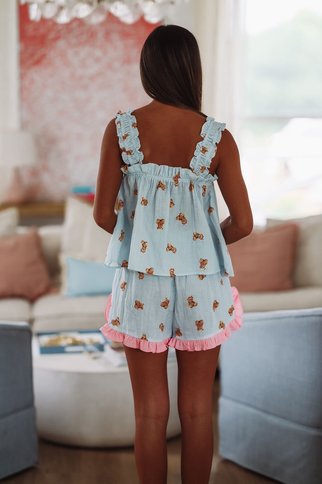Teddy Love Top and Short Set - Blue-HAZEL & OLIVE R30347PJ/02-Small-