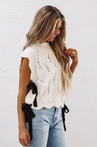 Radiate Beauty Crop Sweater - Cream and Black-HAZEL & OLIVE-Small-