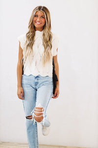Radiate Beauty Crop Sweater - Cream and Black-HAZEL & OLIVE-Small-
