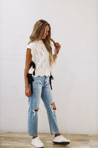 Radiate Beauty Crop Sweater - Cream and Black-HAZEL & OLIVE-Small-