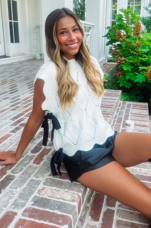 Radiate Beauty Crop Sweater - Cream and Black-HAZEL & OLIVE-Small-