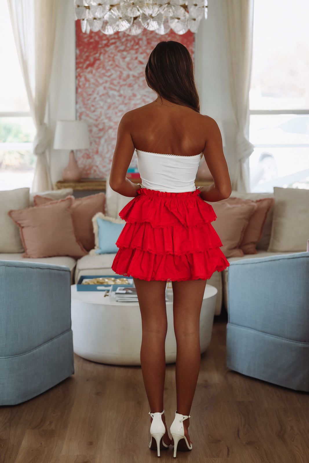 Real Love Ruffle Mini Skort - Red-HAZEL & OLIVE-Small-