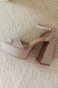 Rhinestone Platform Heels - Nude-HAZEL & OLIVE-5.5-