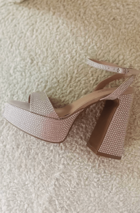Rhinestone Platform Heels - Nude-HAZEL & OLIVE-5.5-